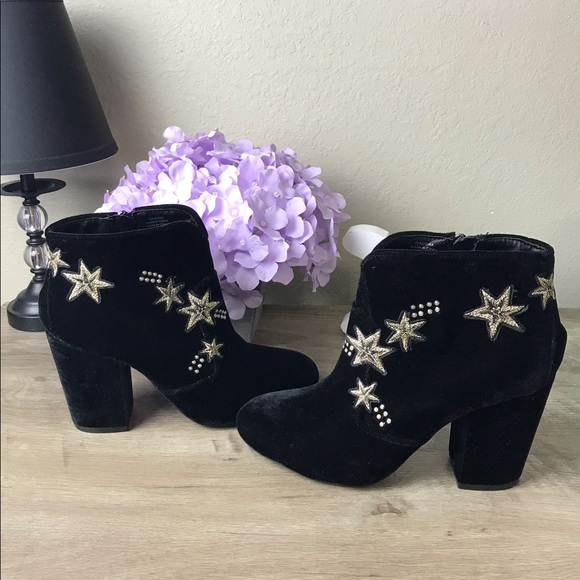 Mix No. 6 Shoes - Mix No 6 Izadora Gold Star Black Velvet Booties